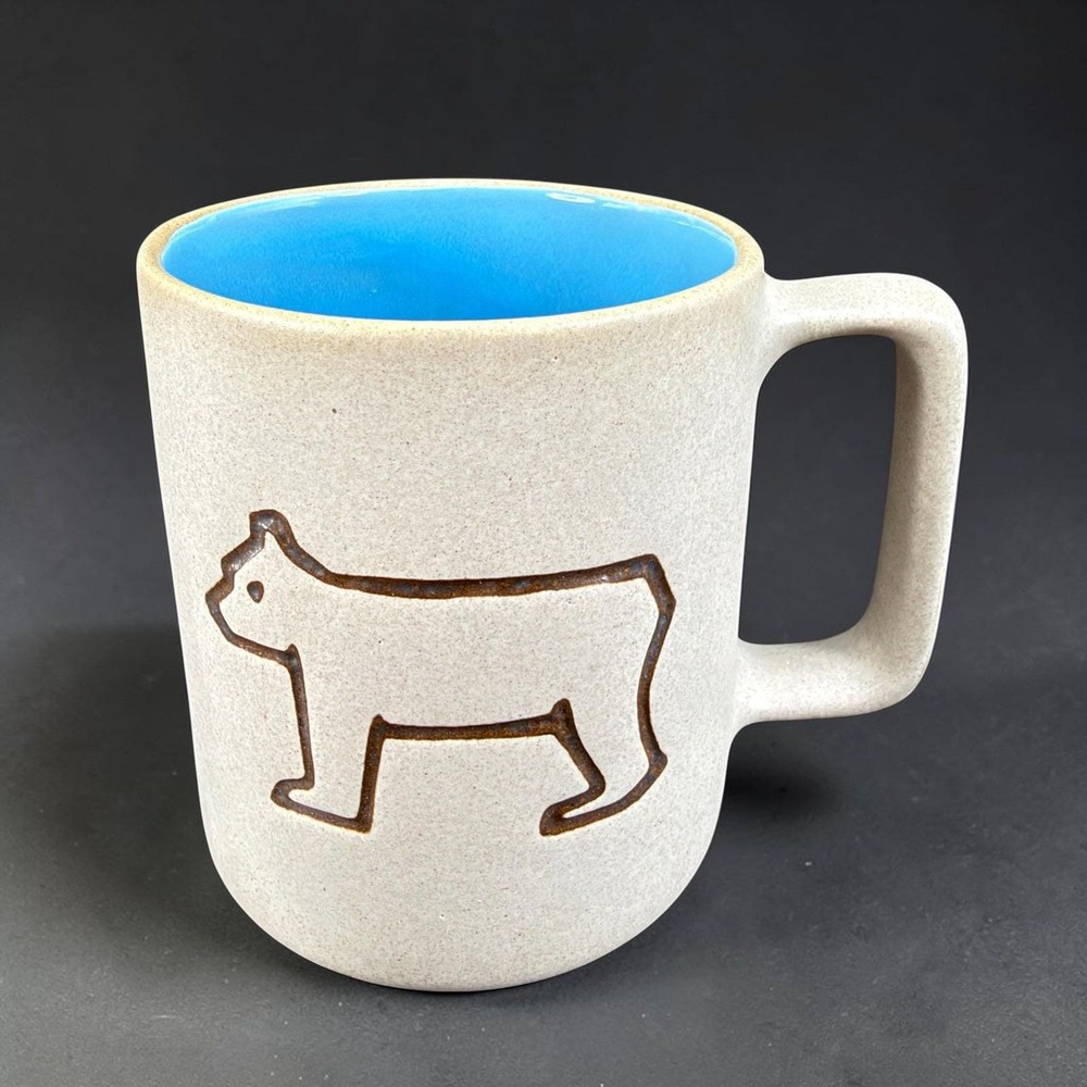 Pigeon Forge Pottery Bear Mug Blue Interior Signed Jenn Tennessee Studio Art